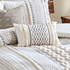 Embroidered Cotton Canvas Oblong Accent Pillow