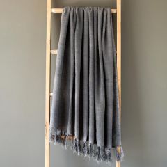 Tasseled Washed Linen Throw Blanket
