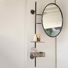 Adjustable Round Mirror With Storage