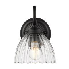 Matte Black Wall Sconce with Clear Glass