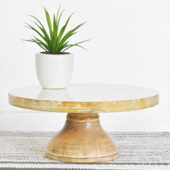 Round Enamel Wood Pedestal Riser