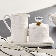 Beaded Ceramic Cream And Sugar Set