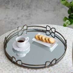 Elegant Accents Round Mirrored Vanity Tray