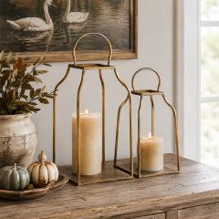 Elegant Gold Finish Lantern Set of 2