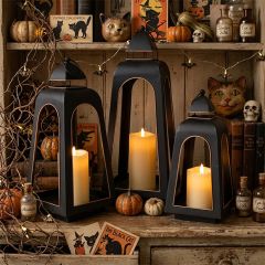 Ember Hollow Metal Candle Lanterns Set of 3