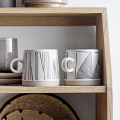Embossed Stoneware Mug Collection Set of 4