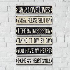 Embossed Tin Signs With Saying Set of 6