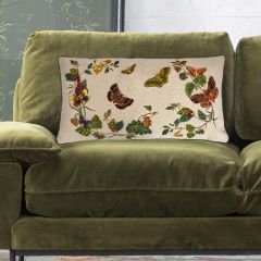 Embroidered Butterfly Garden Lumbar Pillow