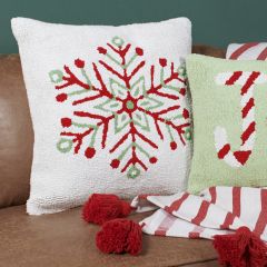 Embroidered Festive Snowflake Pillow
