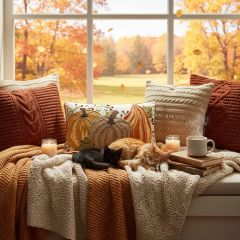 Embroidered Pumpkin Trio Accent Pillow