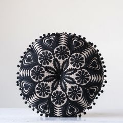 Embroidered Round Pillow Cushion