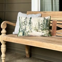 Embroidered Winter Trees Lumbar Pillow