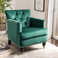 Emerald Velvet Tufted Arm Chair