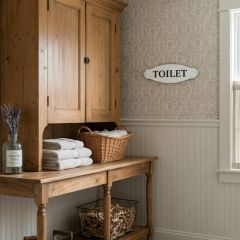 Enameled Metal Toilet Sign Set of 2