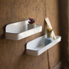 Enameled Tray Wall Shelf Set of 2