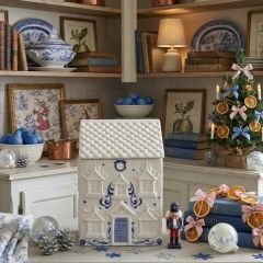 English Country Christmas Lidded House Jar