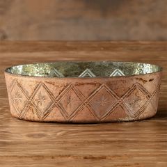 Etched Oval Antiqued Copper Vanity Tray