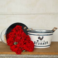 Rooster Metal Oval Planters Set of 3