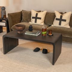 Modern Waterfall Mango Wood Coffee Table Black