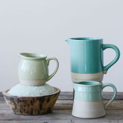 Glazed And Matte Stoneware Pitcher