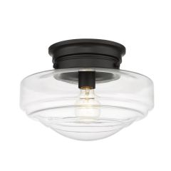Clear Glass Shade Semi Flush Light Matte Black 12 Inch