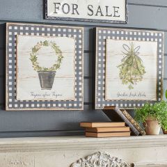 Herb Gingham Print Wall Art Set of 2