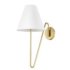 Brushed Champagne Bronze Articulating Wall Sconce with Ivory Linen Shade
