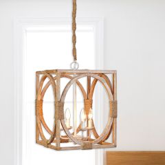 Open Frame Mango Wood Pendant Light