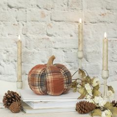 Fall Plaid Fabric Pumpkin 7 Inch
