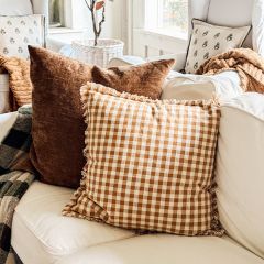 Fall Plaid Fringed Accent Pillow