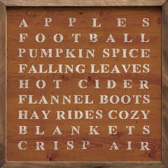Fall Words Orange Framed Sign