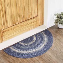 Farmhouse Blues Braided Jute Half Circle Rug With Pad