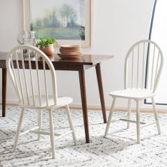 Classic Spindle Back Farmhouse Dining Chair Set of 2 Off White