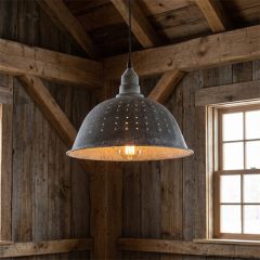 Farmhouse Colander Pendant Light Weathered Zinc