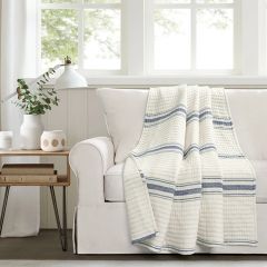 Farmhouse Stripe Kantha Stitched Throw Blanket