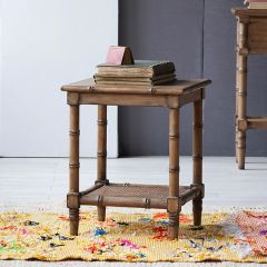 Faux Bamboo Square Accent Table