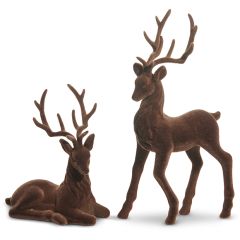 Faux Brown Velvet Medium Deer Set of 2