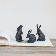 Faux Cast Iron Bunny Figure Set of 3