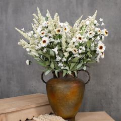 Faux Daisy and Heather Floral Bush