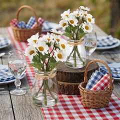 Faux Daisy Bouquet in Jar Vase