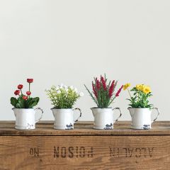 Faux Flowers in Pitcher Set of 4