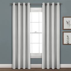 Faux Linen Light Gray Blackout Curtain Panel 84 Inch Set of 2
