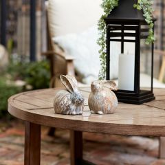 Faux Marble Rabbit Statue Set of 2