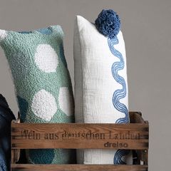 Embroidered Pattern Lumbar Pillow with Tassels
