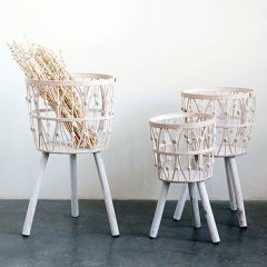 Bamboo Basket With Legs Set of 3