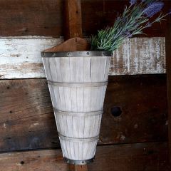 Wood Slatted Wall Basket Planter