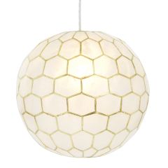 Capiz Shell Honeycomb Globe Pendant Light 14 Inch