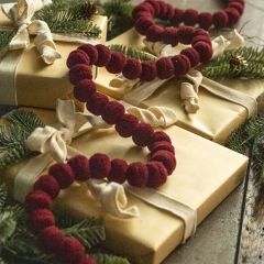 Festive Burgundy Pom Pom Garland