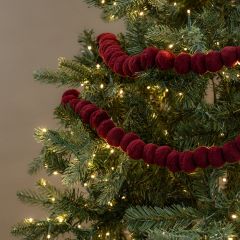 Festive Burgundy Pom Pom Garland Set of 2