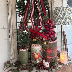 Festive Christmas Decorative Metal Buckets Set of 3